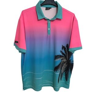 Sunday Swagger Polo Shirt Mens 2XL West Palm Miami Vice Golf All over Print